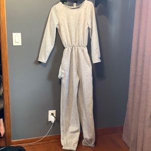 BRICK Long Sleeve Sweat Jumpsuit w Open Back